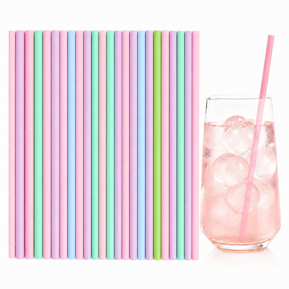 Paper Straw Color - หลอดกระดาษใช้แล้วทิ้ง 25/50/100 ชิ้น สีพื้น สำหรับงานวันเกิด งานแต่งงาน