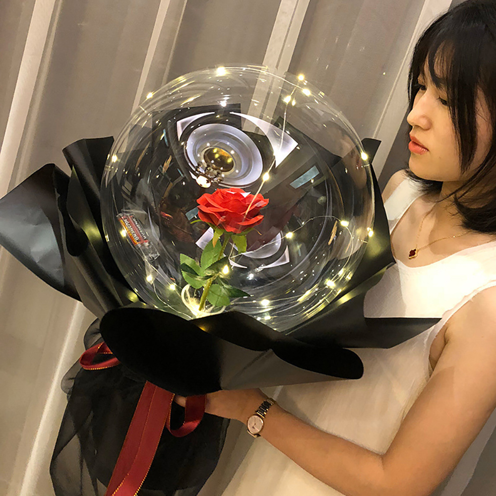 Led Balloon Light - บอลลูน Rose วันวาเลนไทน์ Bobo งานแต่งงานปาร์ตี้สีแดงรักสีชมพูช่อดอกไม้ Happy