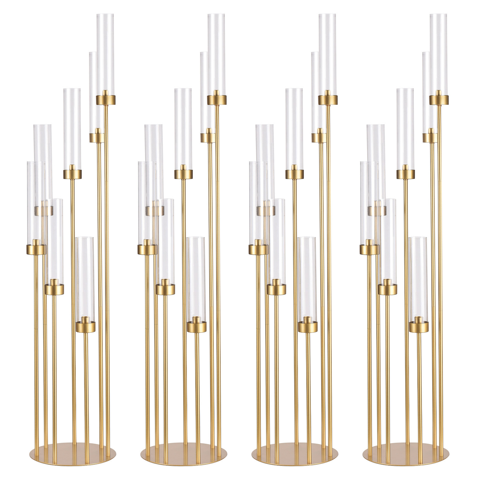 Centerpiece Stick - ชุดเชิงเทียนตั้งพื้นสีทอง 7 แขน 4 ชุด ความสูง