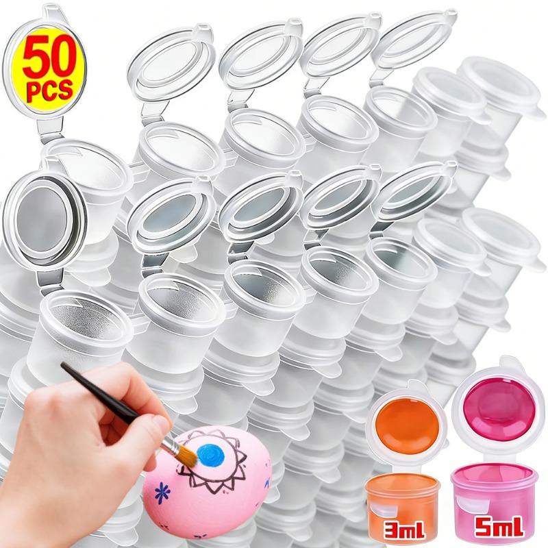 Plastic Cup 50Pcs - 10/30/50PCS กระปุกสีเปล่า ถ้วยเก็บสีขนาดเล็กพร้อมฝาปิด 5 มล./0.17 ออนซ์ภาชนะบรรจุสีพลาสติกสำหรับอุปกรณ์ศิลปะหัตถกรรม