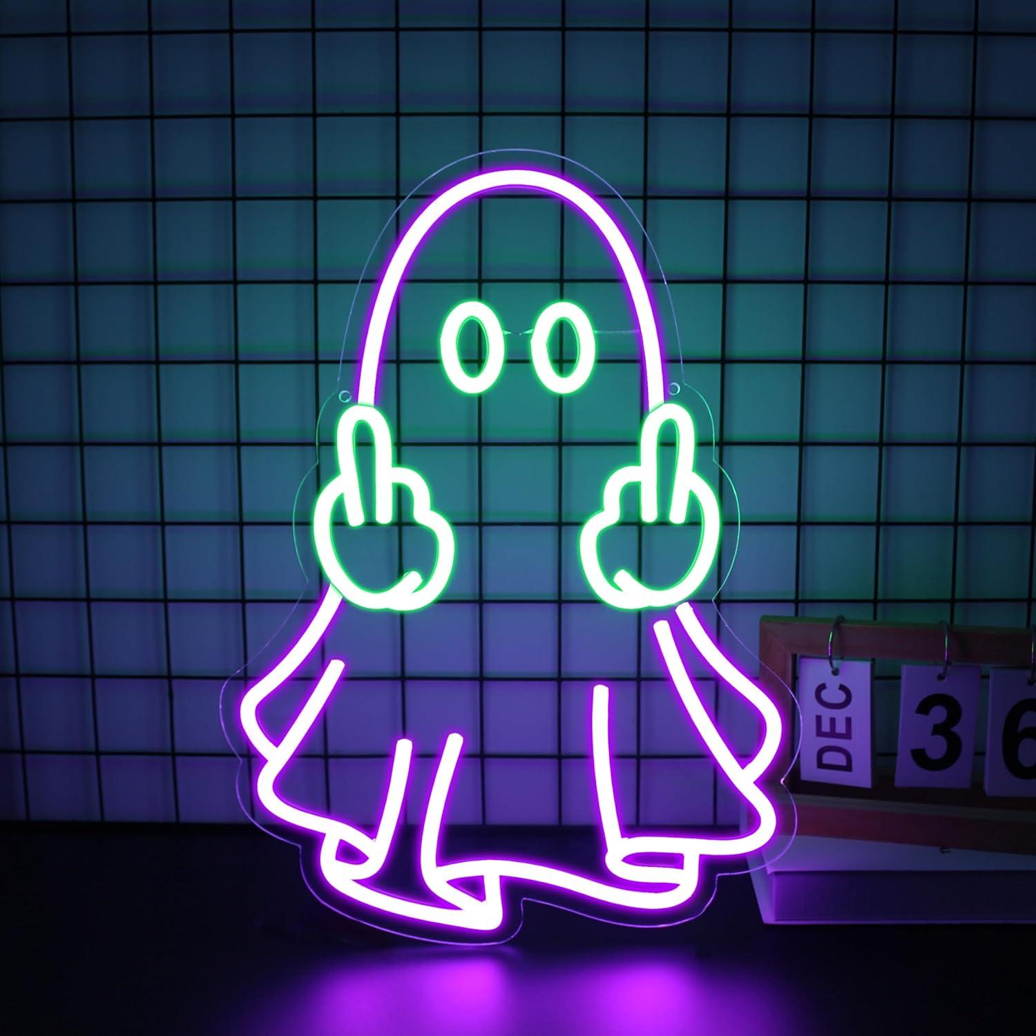 Neon Sign Party - ป้ายไฟนีออนรูปผี ใช้พลังงานจาก USB ไฟ LED ปรับความสว่างได้