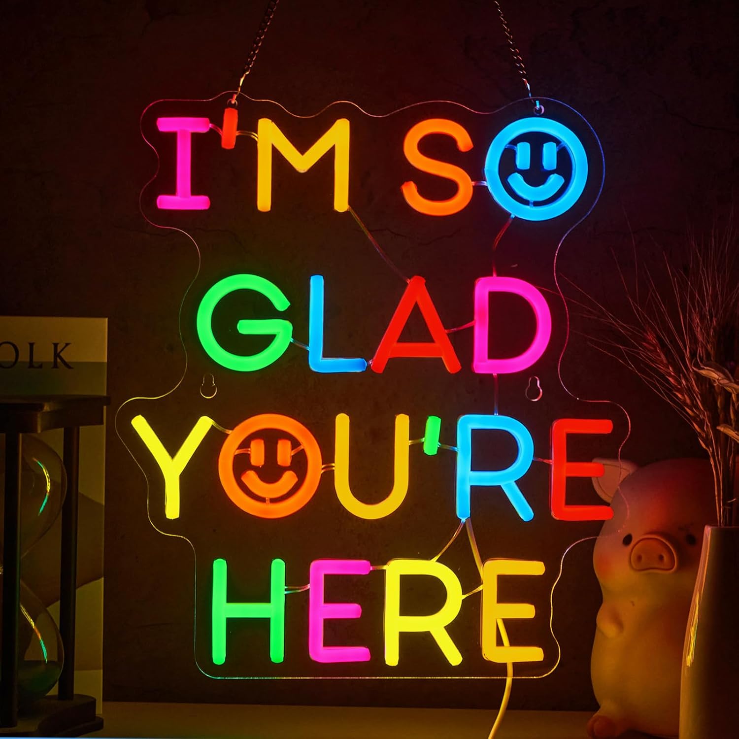 Neon Sign Party - ﻿ ฉันดีใจมากที่คุณมาอยู่ที่นี่ ป้ายไฟนีออน ไฟ LED แบบ