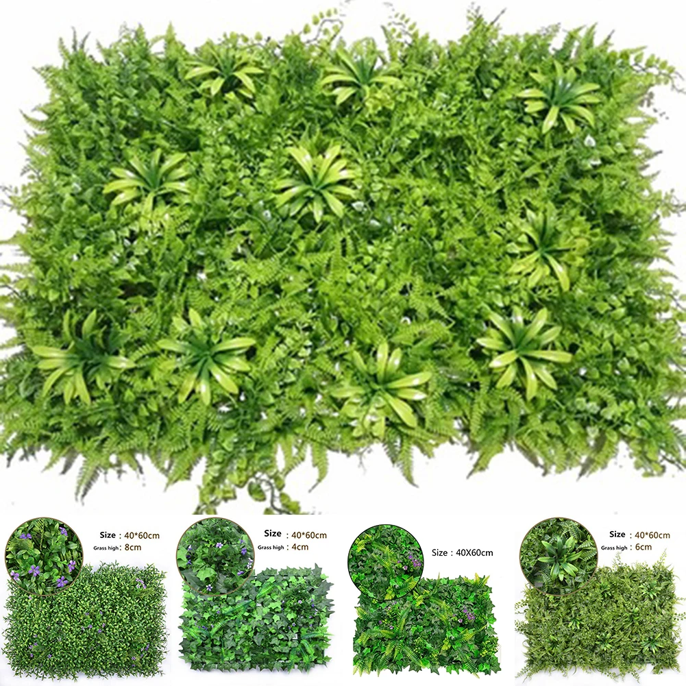 Flower Wall Panel - 40*60 ซม.สนามหญ้าประดิษฐ์หญ้าผนังฉากหลังดอกไม้ประดิษฐ์หญ้าสีเขียวงานแต่งงาน Hedges แผงรั้ว Greenery Decor