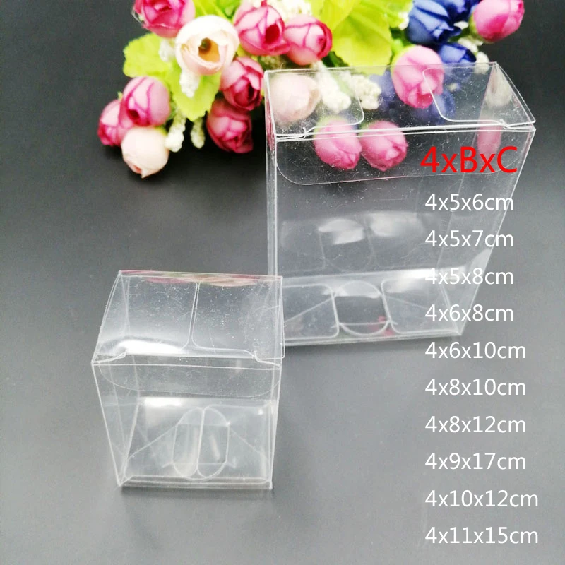 Event Party Box - 50pcs 4xBxC สี่เหลี่ยมผืนผ้าโปร่งใสกล่องคริสต์มาสกล่องพลาสติก PVC ของขวัญกล่องบรรจุภัณฑ์ Candy