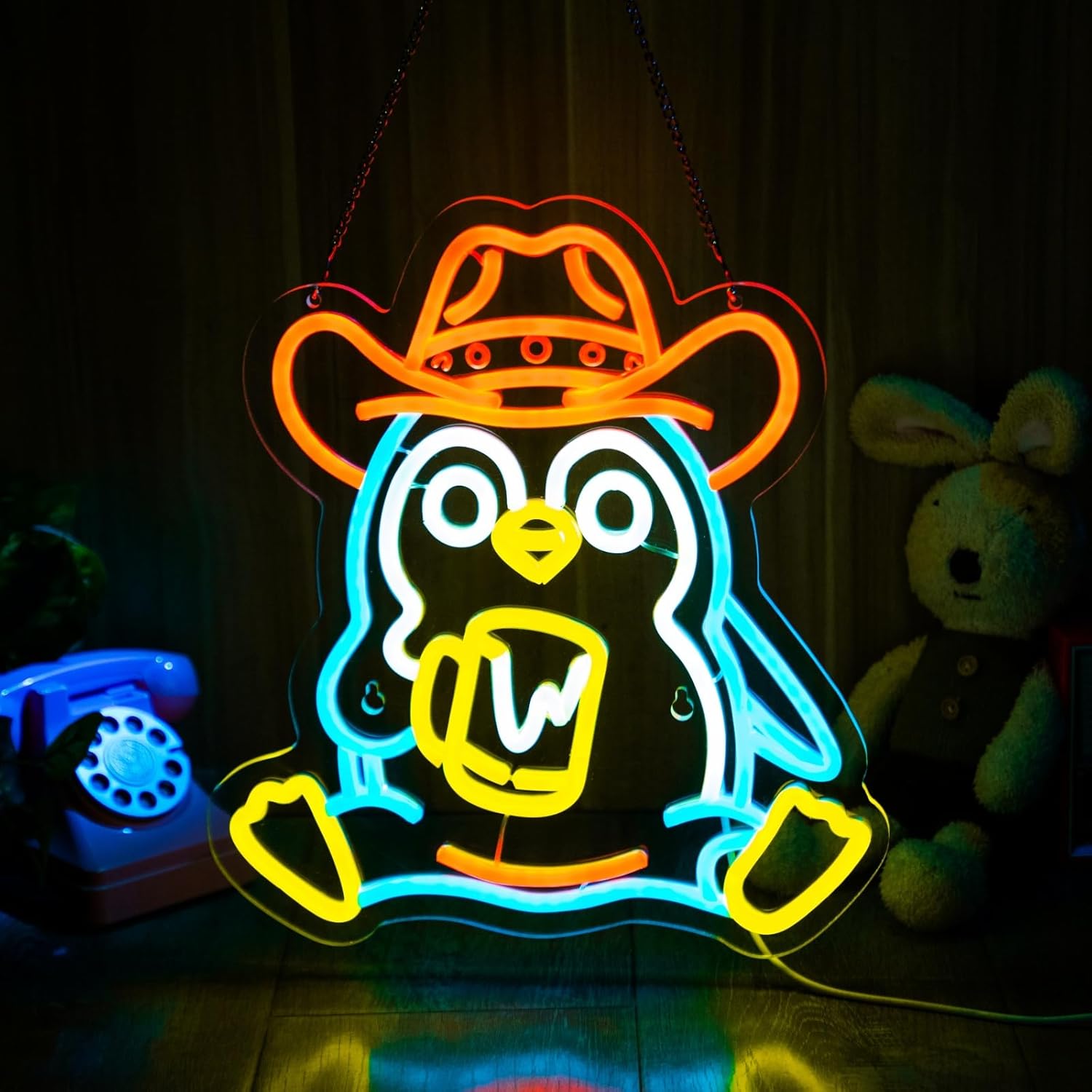 Neon Sign Party - ป้ายไฟนีออนรูปเพนกวิน ไฟ LED ใช้พลังงานจาก USB สำหรับห้องเด็ก