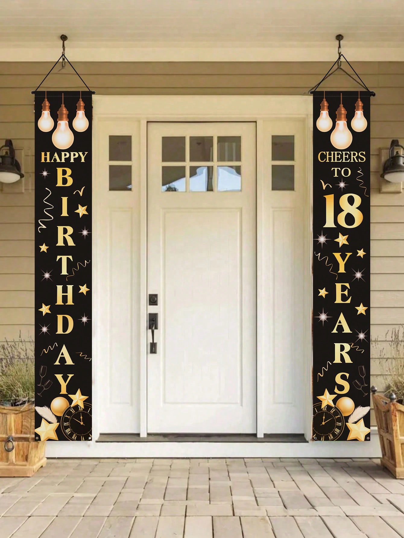 Party Banner Gold - ป้ายฉลองวันเกิดครบรอบ 18 ปี 1 คู่ ธีมสีดำและสีทอง