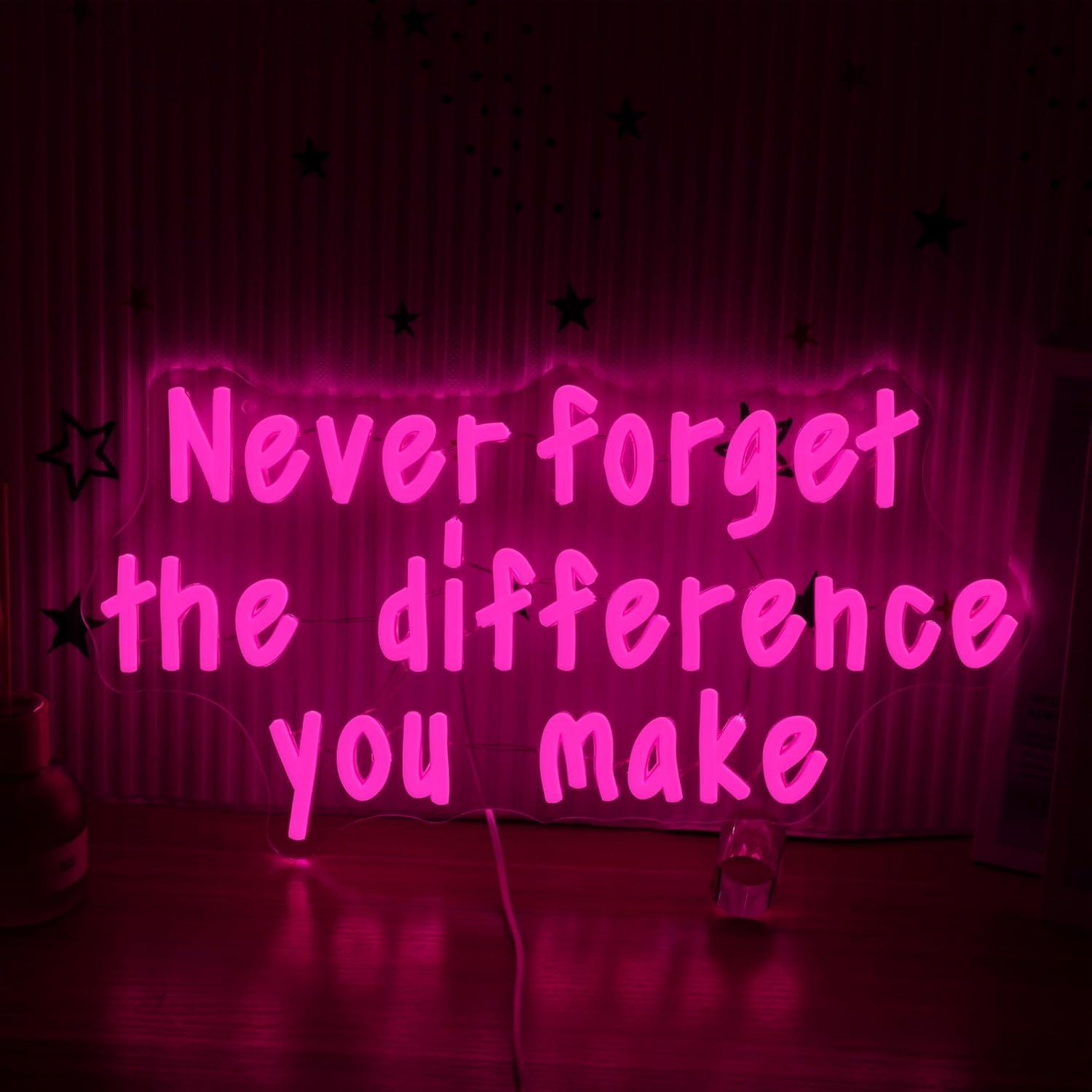 Neon Sign Party - อย่าลืมความแตกต่างที่คุณสร้าง ป้ายไฟนีออน LED ปรับความสว่างได้ ใช้พอร์ต USB