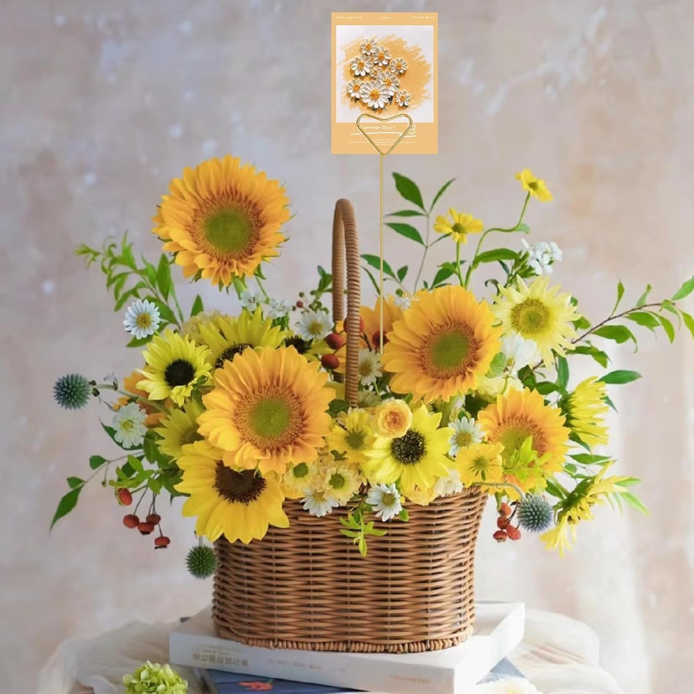 Centerpiece Stick - ที่ใส่การ์ดรูปหัวใจโลหะ 40 ชิ้น พร้อมแท่งไม้ตกแต่งดอกไม้สำหรับงานแต่งงานและของตกแต่งโต๊ะกลาง