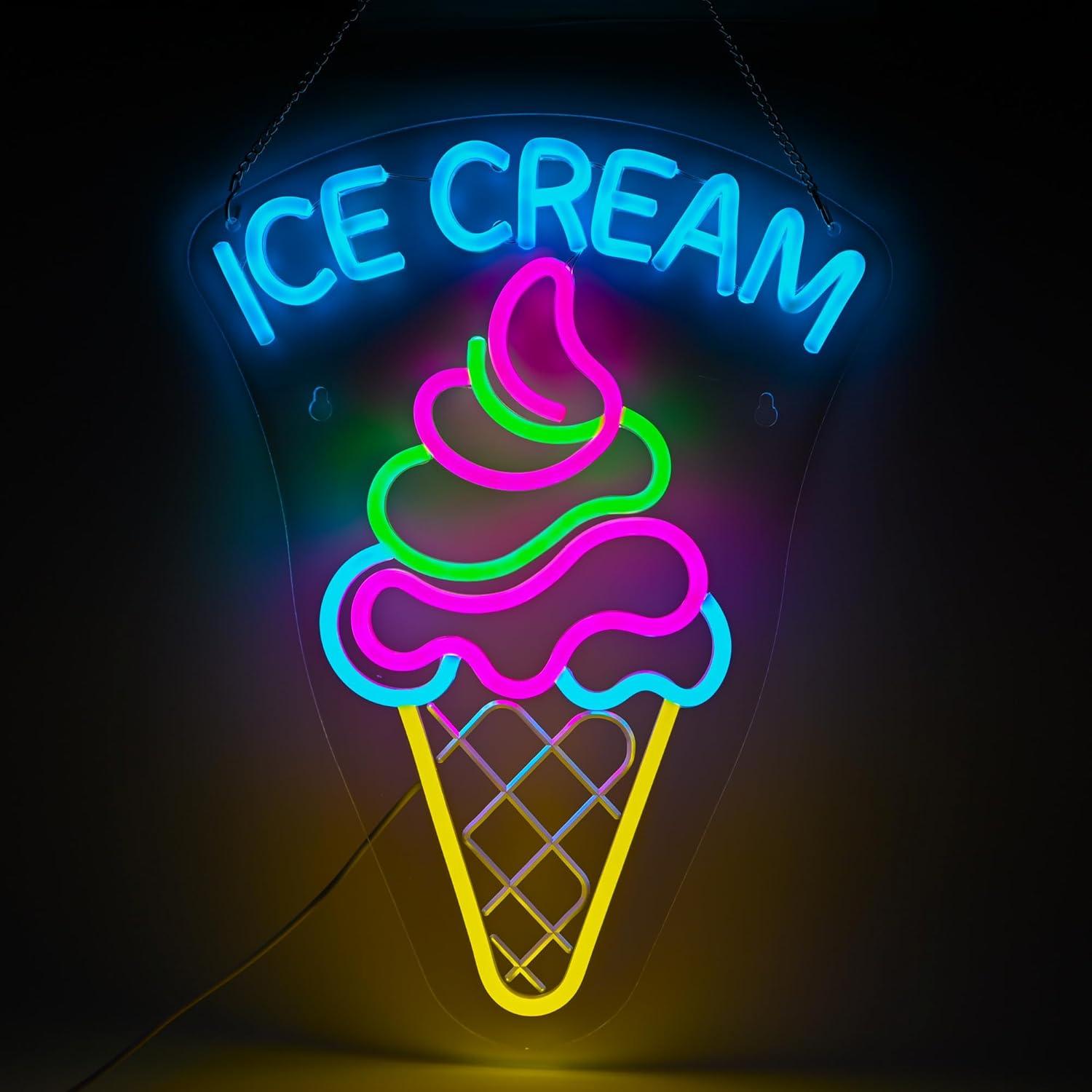 Neon Sign Party - ป้ายไฟนีออนรูปไอศกรีม ปรับความสว่างได้ ไฟ LED สำหรับร้านไอศกรีม ห้องนอน