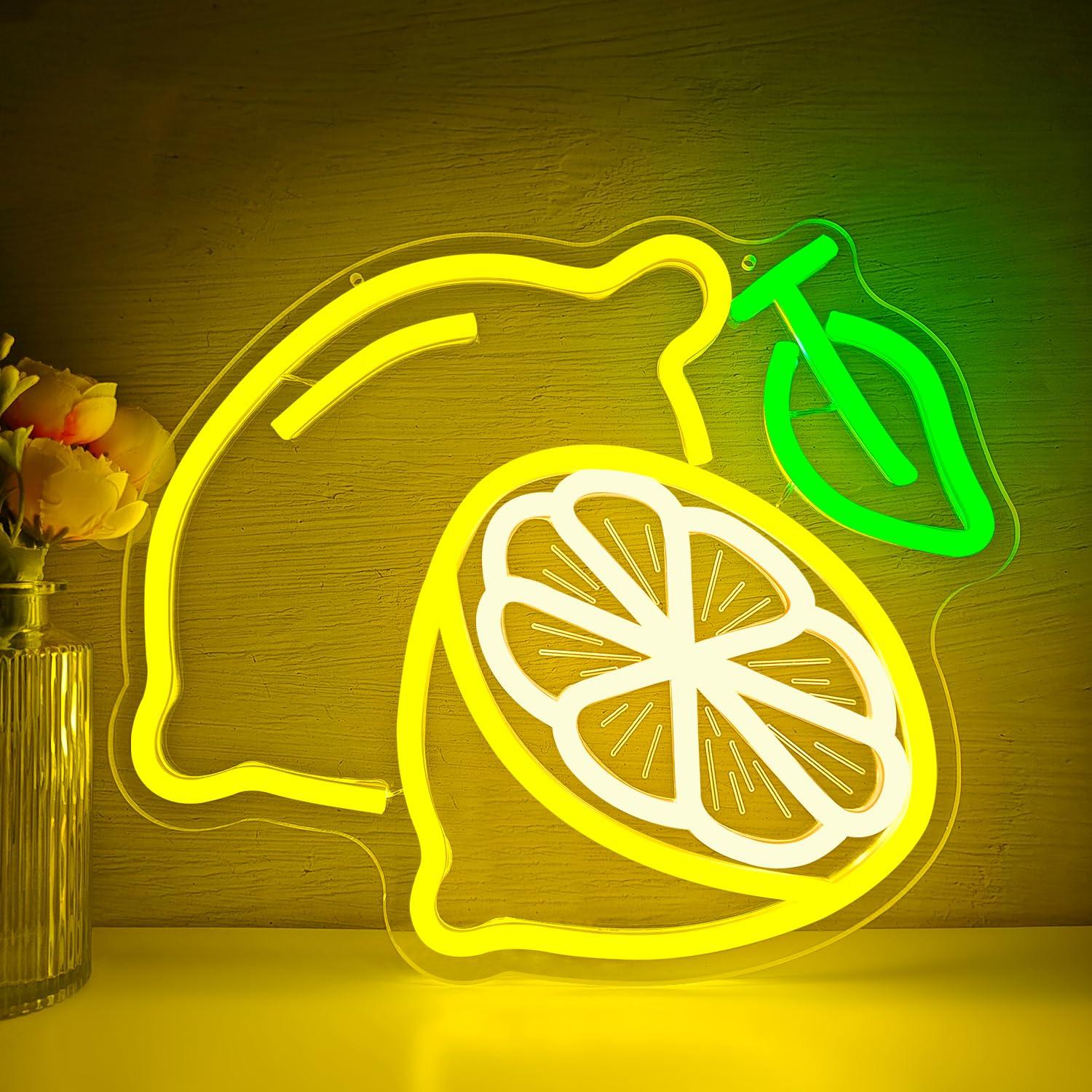 Neon Sign Party - ป้ายไฟนีออนรูปเลมอน ไฟ LED ปรับความสว่างได้ สำหรับตกแต่งบ้าน ห้องครัว