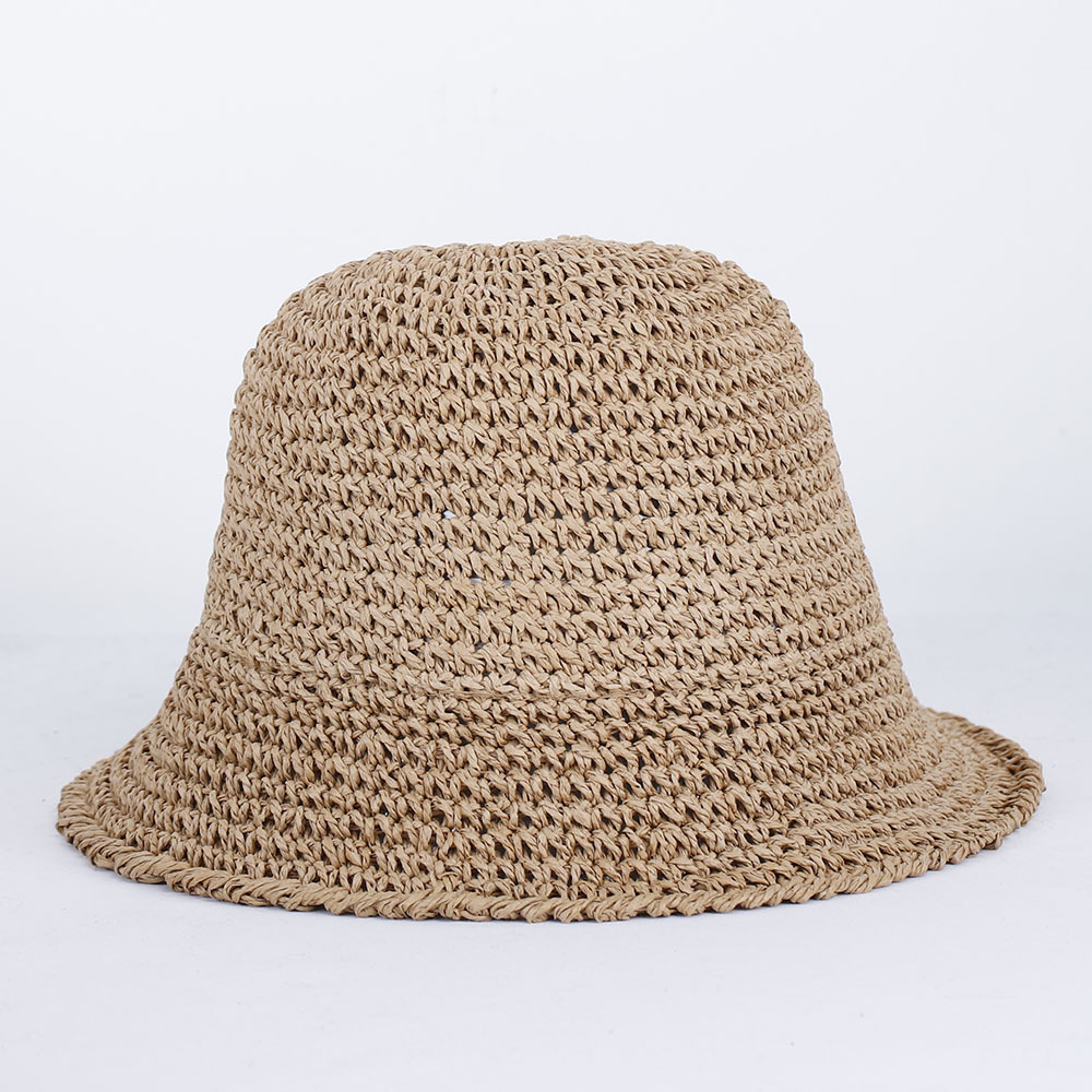 Paper Straw Color - หมวกชายหาด Topi memancing Topi Bucket สานจากฟางผู้หญิงหมวกชายหาดสีทึบพับได้หมวกฟางชายหาดฤดูร้อน