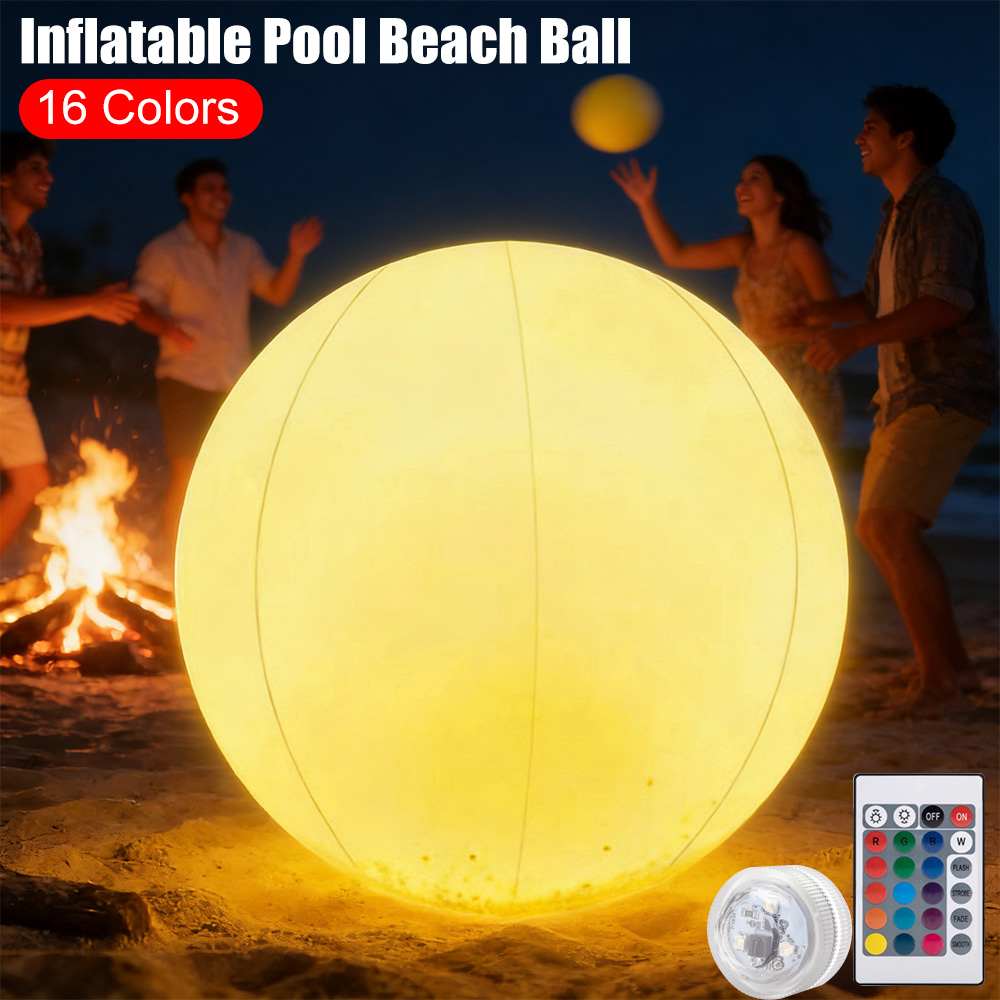 Led Balloon Light - ลูกบอลชายหาดเป่าลมเรืองแสง LED 16 สี ลูกบอลสวนกลางแจ้ง ลูกบอลเกมน้ำ