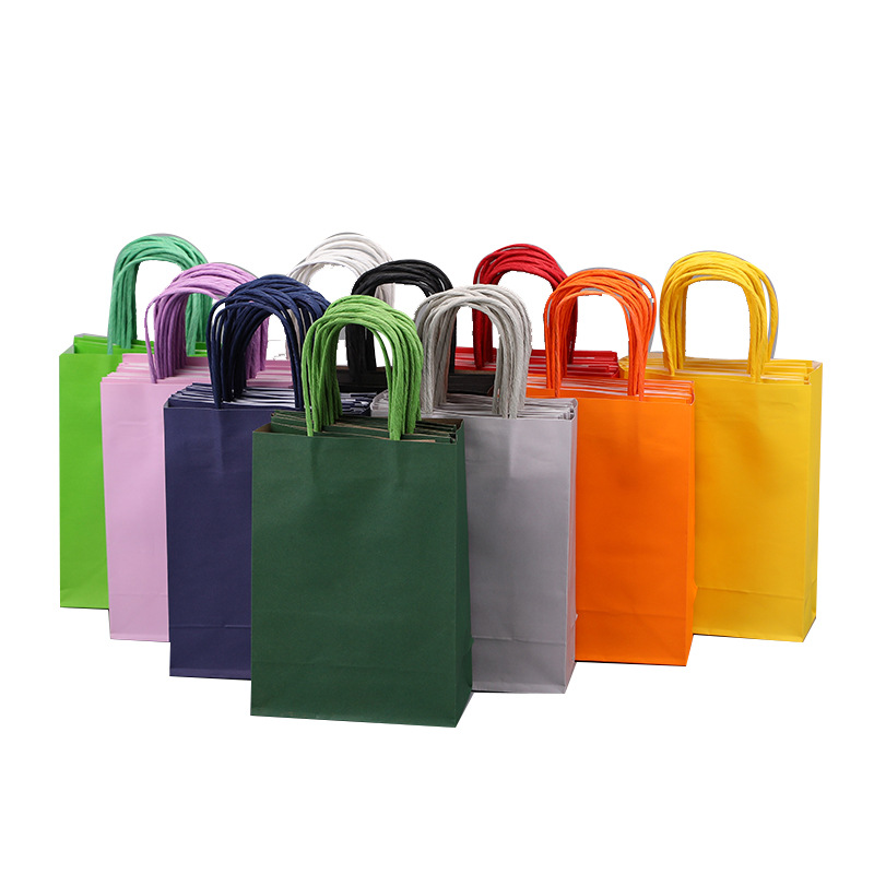 Event Party Shop - ถุงช้อปปิ้งสีสันสดใส 10 ชิ้น ถุงของขวัญกระดาษคราฟท์ ถุงกระดาษสีสันสดใสแบบถือได้ ของตกแต่งงานแต่งงาน