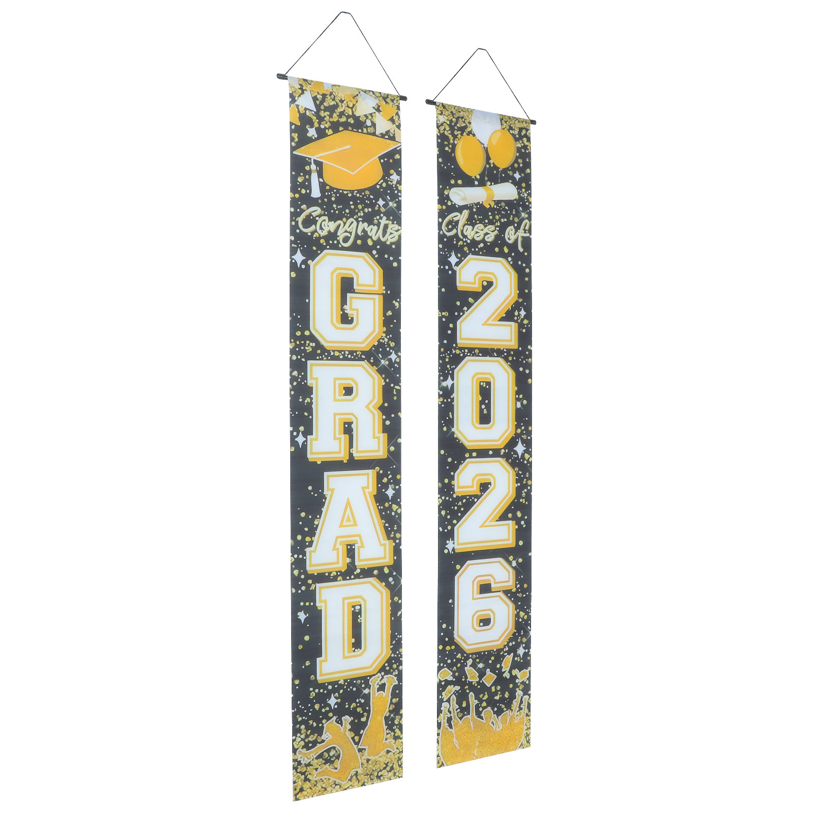 Party Banner Gold - ป้ายประดับประตูสำเร็จการศึกษา 1 คู่ ปี 2026 ขอบฟอยล์สีทอง