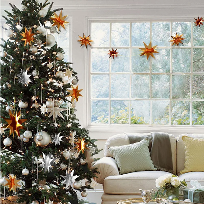 2 M Gold Silver 3D Star Paper  - Party Banner Gold บทวิจารณ์และราคา