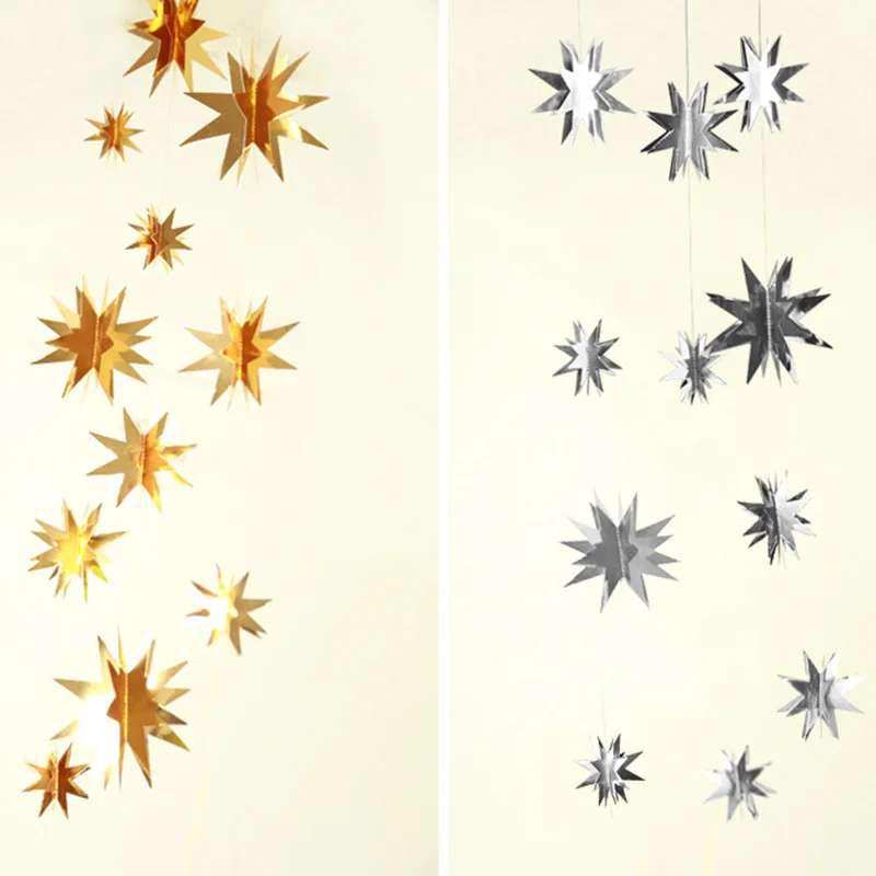 2 M Gold Silver 3D Star Paper  - Party Banner Gold บทวิจารณ์และราคา