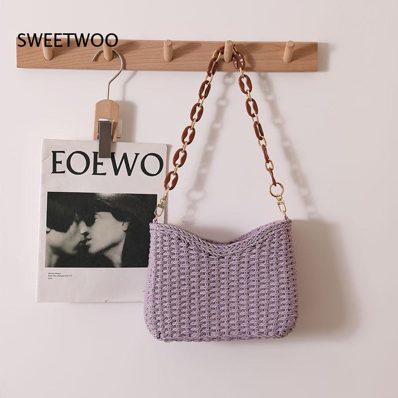 กระเป๋าสะพายไหล่สานสีพื้นแบบโป - Paper Straw Color บทวิจารณ์และราคา