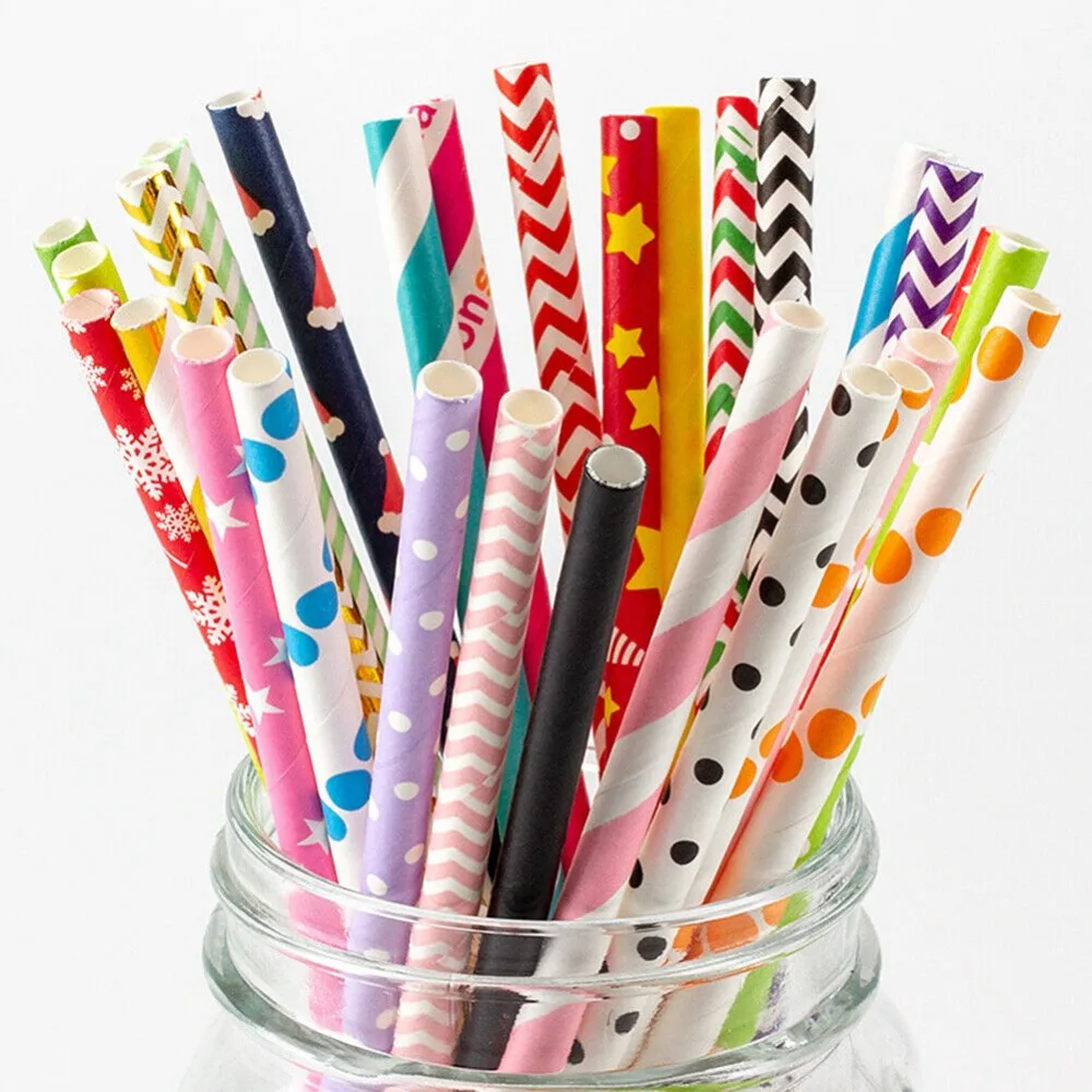 หลอดกระดาษบรรจุจํานวนมาก 100 ส - Paper Straw Color บทวิจารณ์และราคา