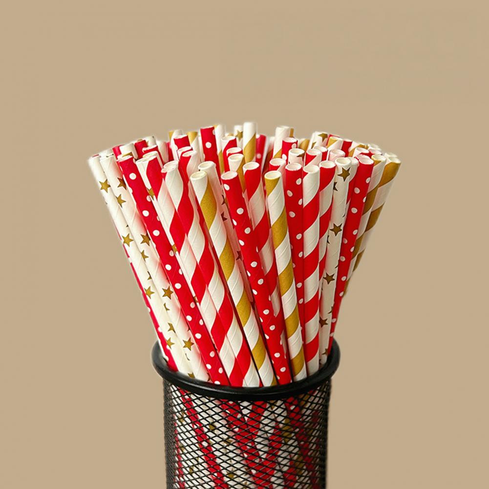 100 ชิ้น หลอดดูดน้ำพิมพ์ลายสีส - Paper Straw Color บทวิจารณ์และราคา