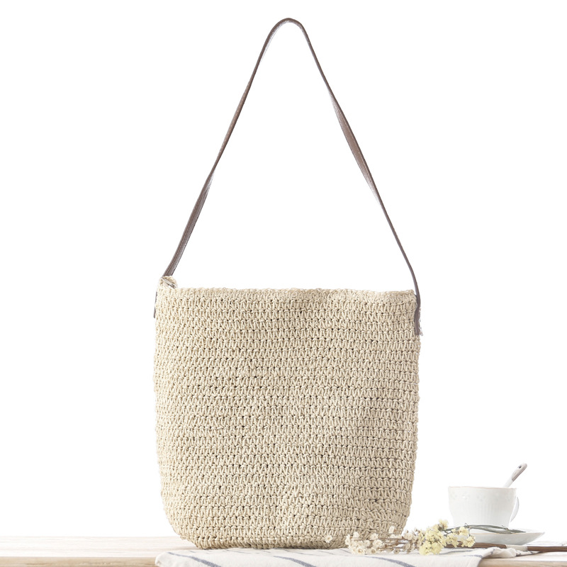 กระเป๋าสะพายไหล่สานจากฟางสีพื้ - Paper Straw Color บทวิจารณ์และราคา