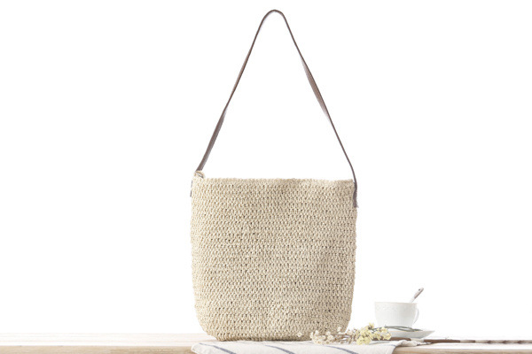 กระเป๋าสะพายไหล่สานจากฟางสีพื้ - Paper Straw Color บทวิจารณ์และราคา