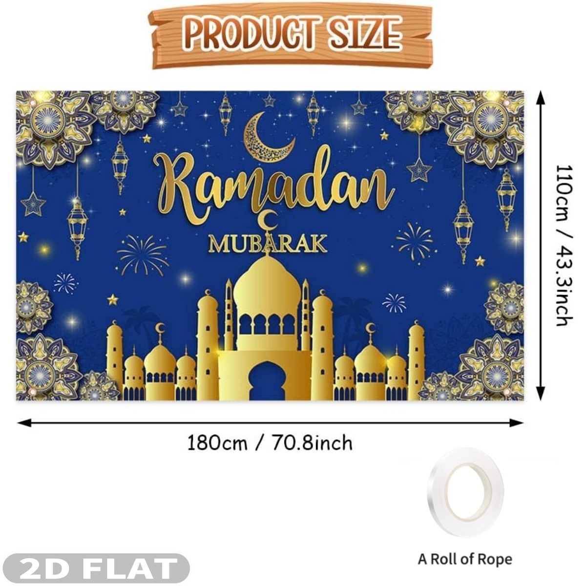 ฉากหลังงานรอมฎอนมูบาร็อคแบบแบน - Party Banner Gold บทวิจารณ์และราคา