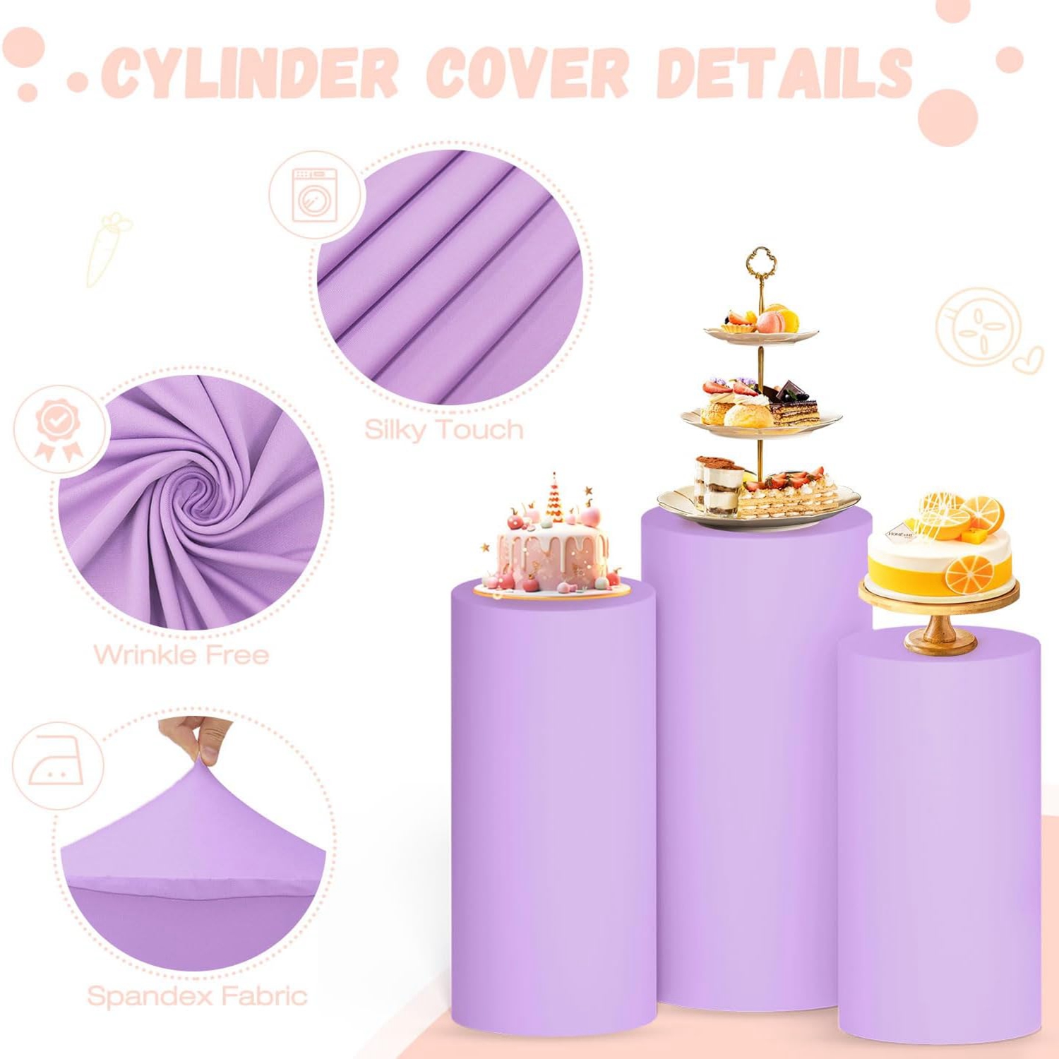 ผ้าคลุมทรงกระบอกสีม่วง Yeele ส - Dessert Table Backdrop บทวิจารณ์และราคา