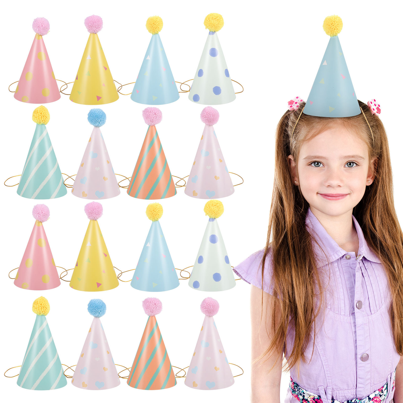 หมวกวันเกิดกระดาษ 14 ชิ้นสำหรั - Party Hat Cone บทวิจารณ์และราคา