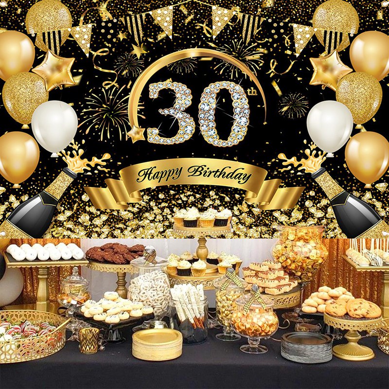 Happy 30th 40th 50th แบนเนอร์ว - Party Banner Gold บทวิจารณ์และราคา