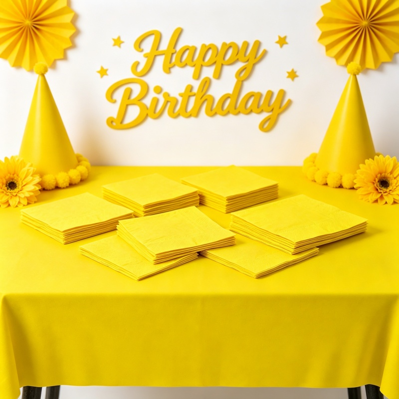 ชุดผ้าปูโต๊ะสีเหลืองพร้อมผ้าเช - Table Cloth Disposable บทวิจารณ์และราคา