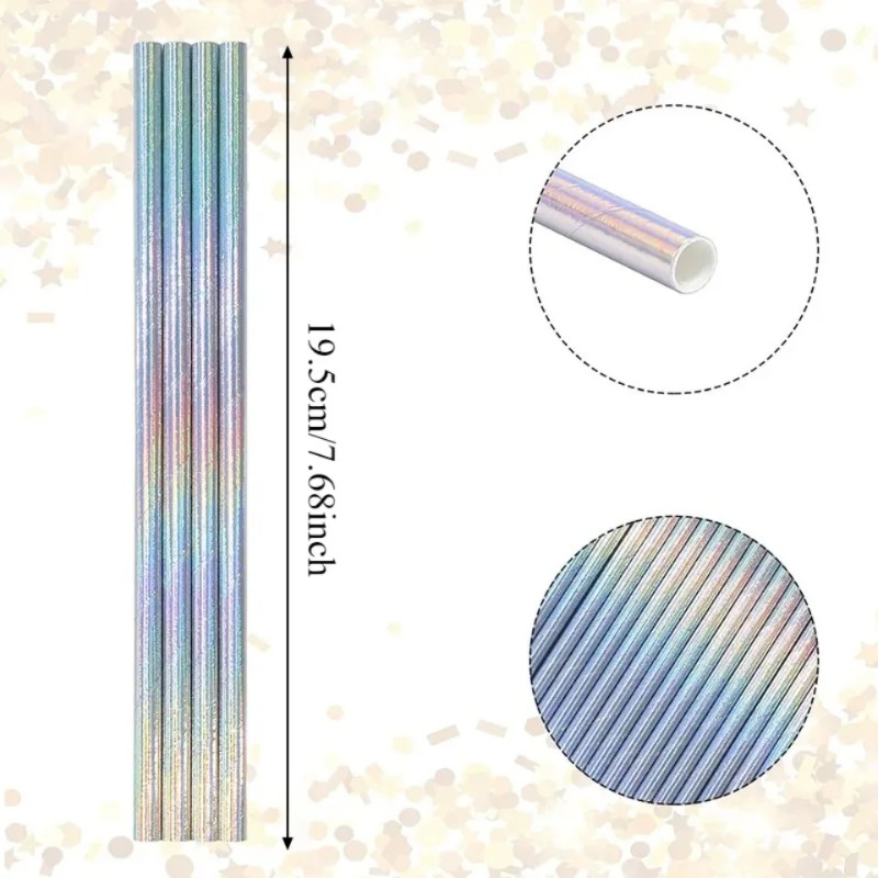 25/50/100PCS หลอดกระดาษเลเซอร์ - Paper Straw Color บทวิจารณ์และราคา