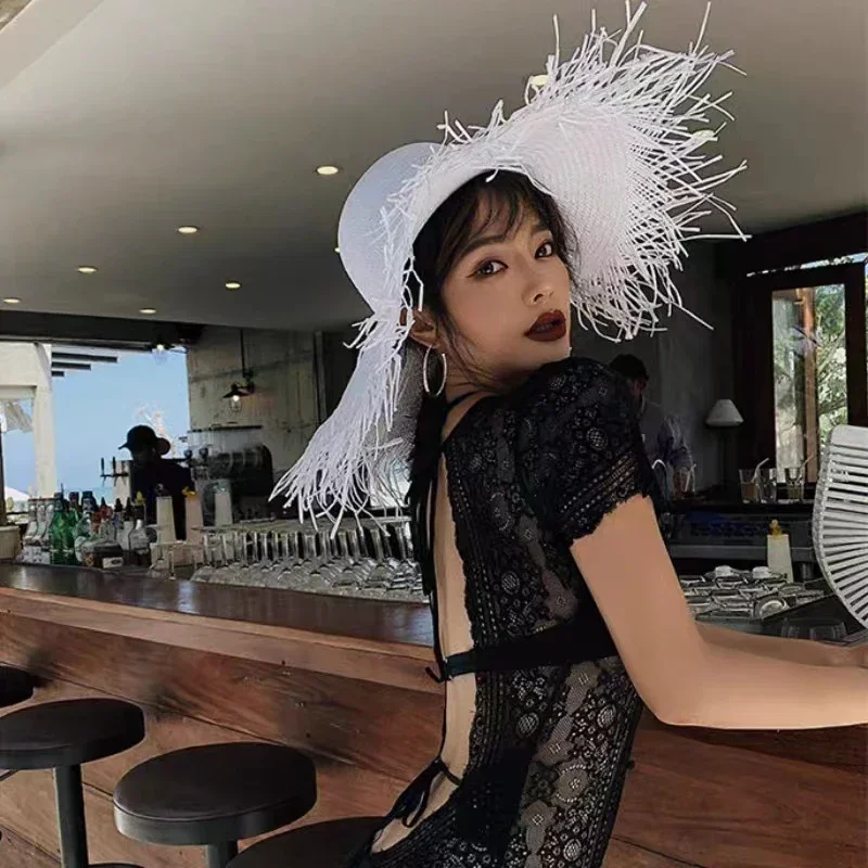ฤดูร้อนใหม่กว้าง Brimmed สีทึบ - Paper Straw Color บทวิจารณ์และราคา