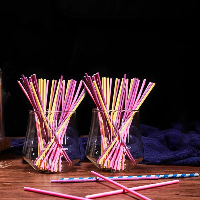 100 ชิ้น/ล็อตกระดาษ Lollipop S - Paper Straw Color บทวิจารณ์และราคา