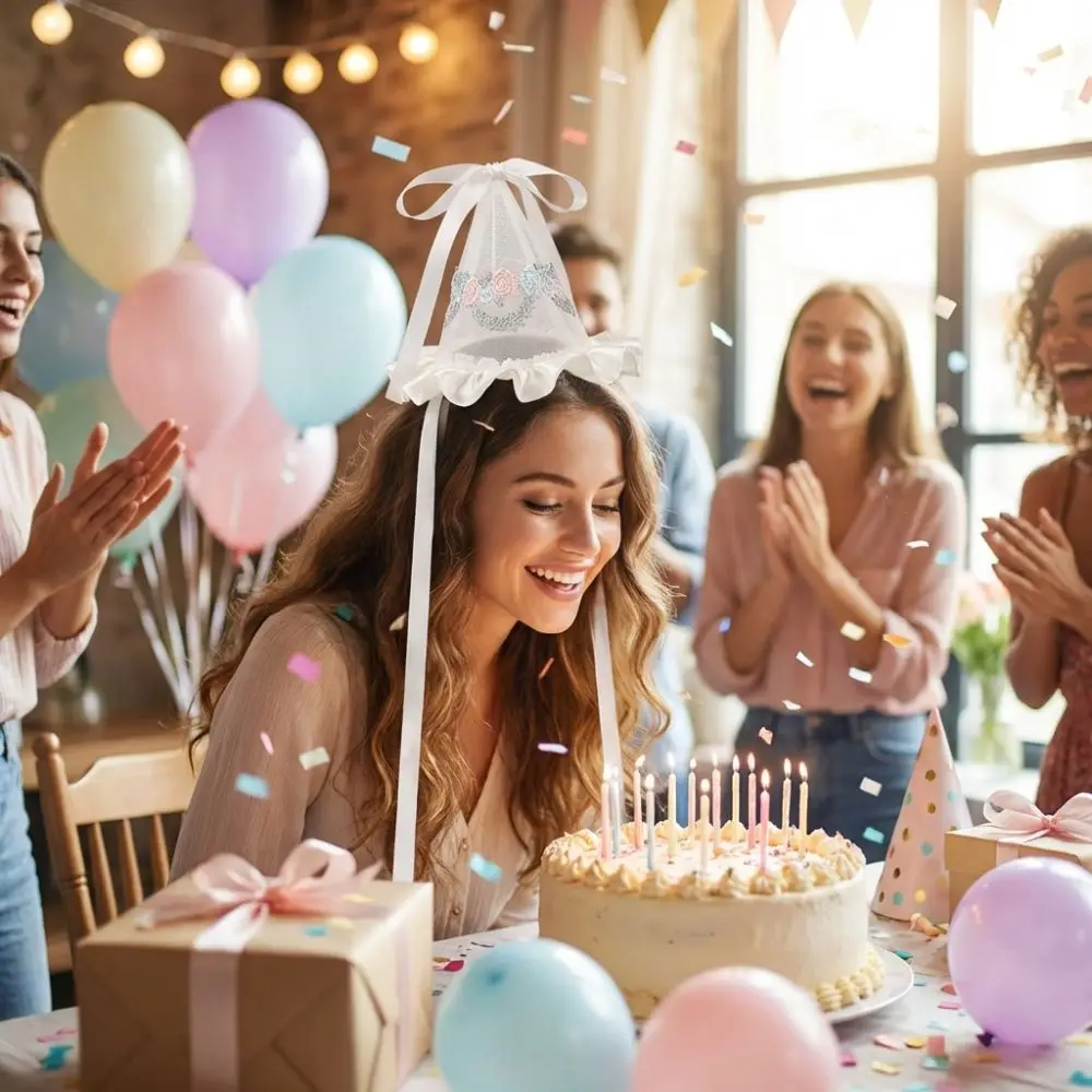 กิ๊บติดผมรูปหมวกวันเกิดแบบตาข่ - Party Hat Cone บทวิจารณ์และราคา